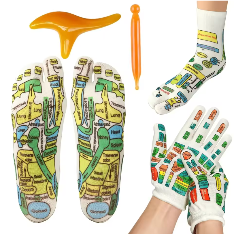 Guantes y calcetines para masaje de reflexología