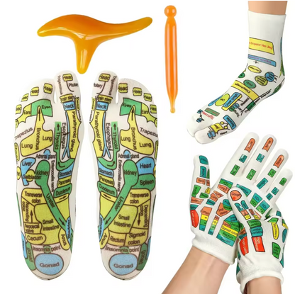 Guantes y calcetines para masaje de reflexología