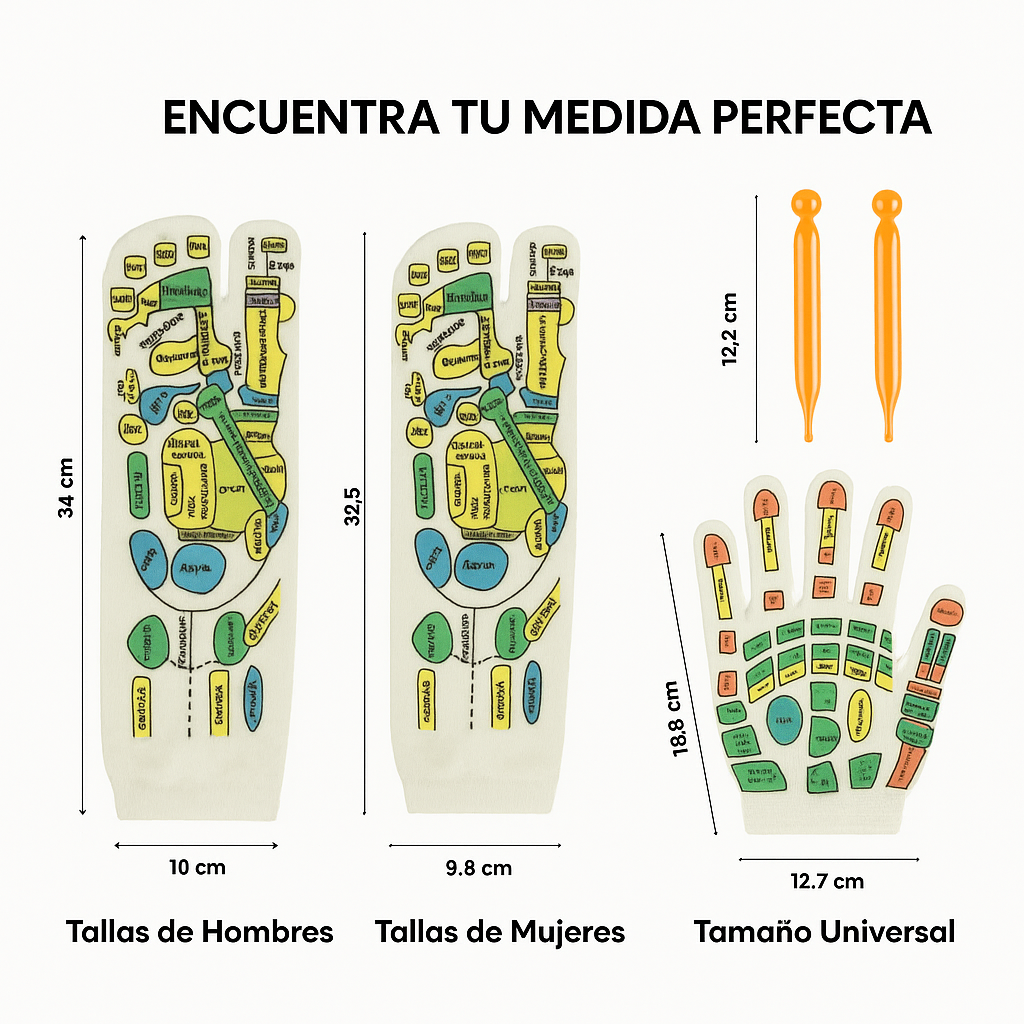 Guantes y calcetines para masaje de reflexología